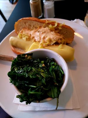 Carrot Dog with Sauerkraut and Collard Greens at Handlebar in Chicago