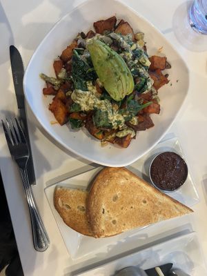 Vegan hash , rustic sourdough toast   at Easy Like Sunday in Baltimore