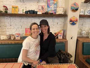 Lots of beautiful books and arts  at Café Libertad in Mexico City