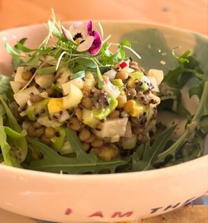 My FAVORITE! Lentil seviche!   at Café Libertad in Mexico City