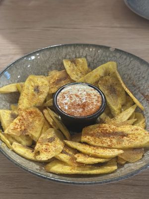 Patacones with tartare sauce  at MATi in Zaragoza