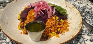 Purple Rain Harvest Bowl w/Chimichurri Sauce at Culinary Misfits in Crown Point
