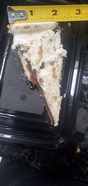 Vegan Carrot cake. Frosting was delicious but cake was dense & slice was very small 😔 at Culinary Misfits in Crown Point