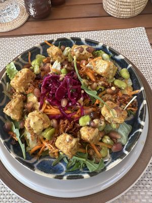 Tempeh & Crispy Rice Salad  at Ojas Vegan & Vegetarian Eatery in Siem Reap