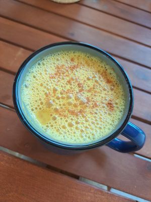 Golden Latte - a must at Ojas Vegan & Vegetarian Eatery in Siem Reap