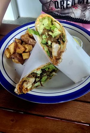 Mushroom wrap at Ojas Vegan & Vegetarian Eatery in Siem Reap