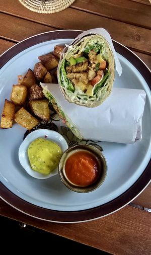 Teriyaki tempeh wrap at Ojas Vegan & Vegetarian Eatery in Siem Reap