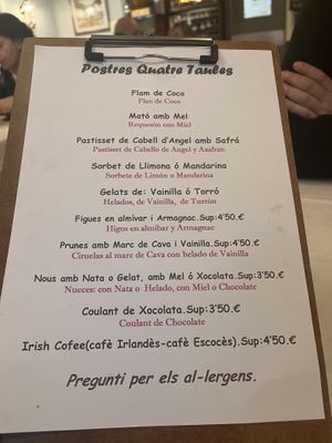 Lista de postres: flan vegano de coco, hecho con leche de coco  at Quatre taules  in Montblanc