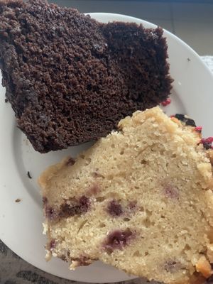 Two halves of different muffins  at Beanhive Coffee - Baggot St in Dublin