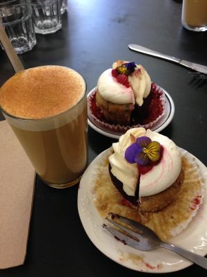 Half and half - red velvet and white choc rasp at The Pearfect Pantry in Osbourne Park