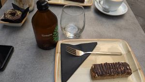 Kombucha and vegan snickers bar at 5 Beans Coffee in San Gwann