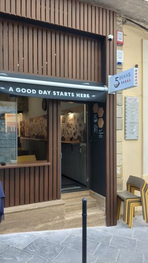 Front window at 5 Beans Coffee in San Gwann