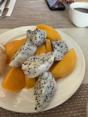 Extremely fresh fruit from the hotel breakfast buffet   at Bhu Nga Sani in Krabi