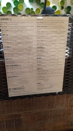 Menu at Beyond Sushi - Chelsea Market in New York City