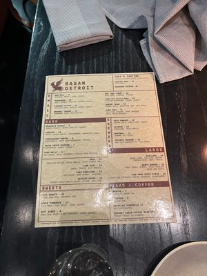menu- nothing on menu straight vegan but with talking to staff the chefs were very accommadating   at Basan in Detroit