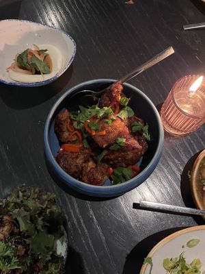 veganised king pao cauliflower   at Basan in Detroit