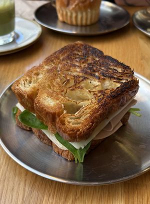 sandwich with vegan cheese & ham  at Magma Bakery Lab  in Barcelona