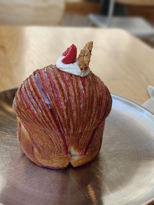Raspberry, cheesecake croissant at Magma Bakery Lab  in Barcelona