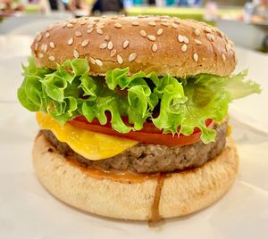 Crispy bacon burger  at Vegan Burger - Al Ghurair Centre in Dubai