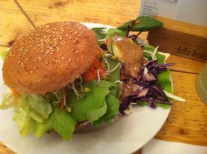 amazing black bean burger at Let It Be in Berlin