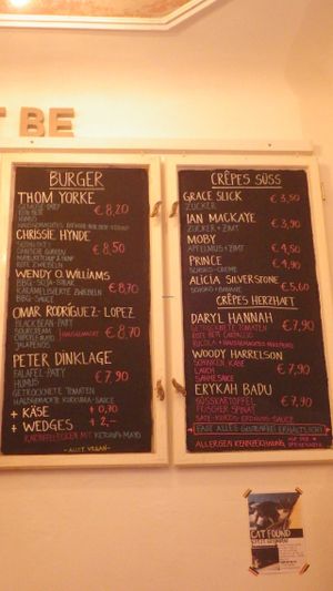 Menu at Let It Be in Berlin