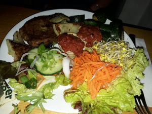 Tom York burger with courgette in place of bread at Let It Be in Berlin