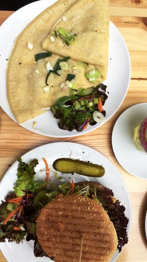 Burger and crepe  at Let It Be in Berlin