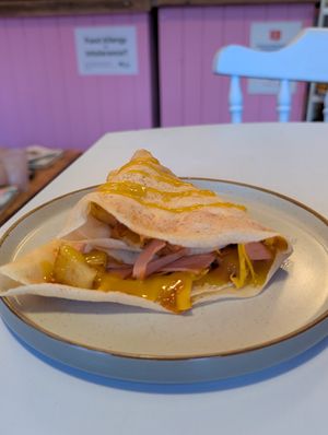 Hawaiian ham & cheeze crepe at Peas and Libertea in Whitley Bay