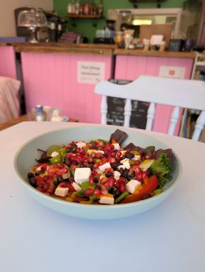 Feta and pomegranate summer salad at Peas and Libertea in Whitley Bay