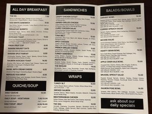 Menu - back   at Corner Cafe in Ridgefield