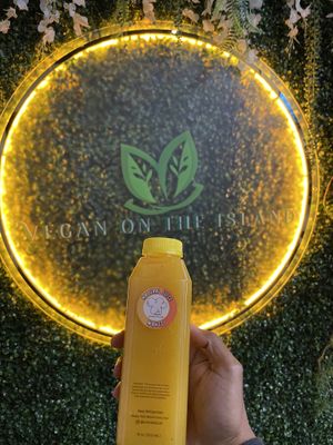 Mango juice  at Vegan On The Island in Longwood