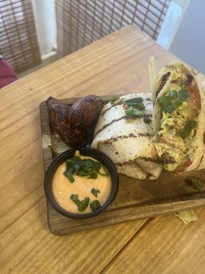 Curry chickpea wrap  at Vegan On The Island in Longwood