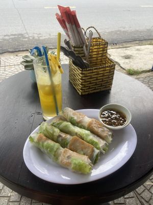 Vegan Vietnamese Tofu Fresh Summer rolls  at May's Restaurant & Coffee Booking Office in Hoi An