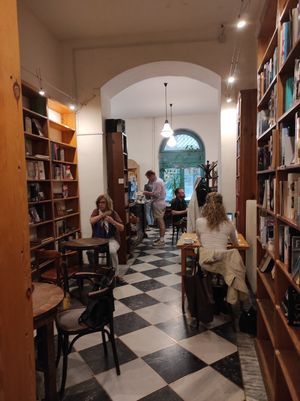 Inside at Massolit Budapest Books and Café in Budapest