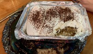 Vegan tirimisu at Kosmic Community Anti Bar & Coffee Shop in New York City