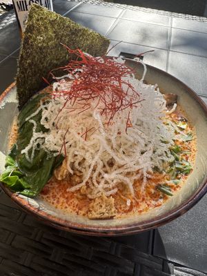 Tahini based broth, extra spice  at Dozo Vegan Ramen - Hrubieszowska in Warsaw