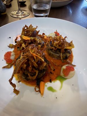 Vegan scallops   at Sage  in Westport