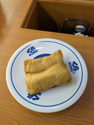 Said tofu nigiri, so tasty! at Kura Sushi - Nijo in Kyoto