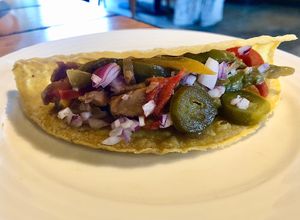 Vegan chicken taco at Brunch City in Dubai