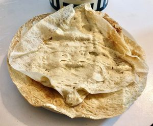 Hummus sandwich at Foul w Hummus in Dubai