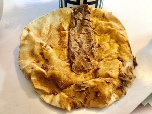 Foul and falafel sandwich  at Foul w Hummus in Dubai