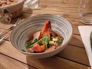 Potiron et champignons forestiers. at Thym Et Romarin in Montpellier