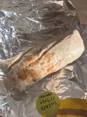 BBQ Block Party burrito with veggie strips  at Zócalo  in Kolding