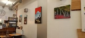 Bit of art to look at while you eat. at Basilic Instant in Besancon