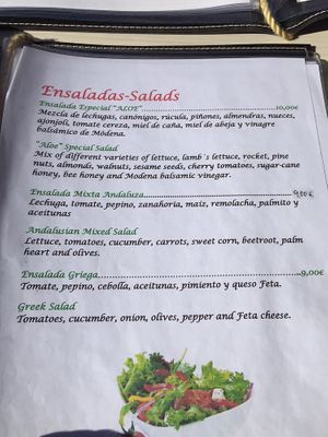Salads at Aloe in Almeria