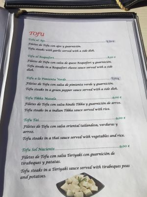 Tofu dishes at Aloe in Almeria