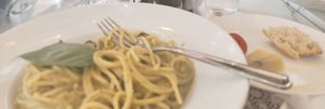 Spaghetti with courgette sauce at Laura Bistrot in Naples