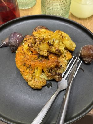 Roasted Cauliflower, Onions & Ras el Hanout  at Palm Spot Restaurant in Ponta Do Sol