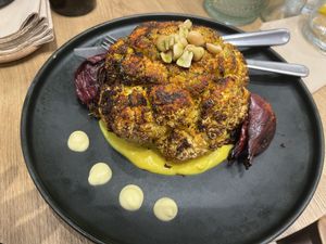 Cauliflower steak  at Palm Spot Restaurant in Ponta Do Sol