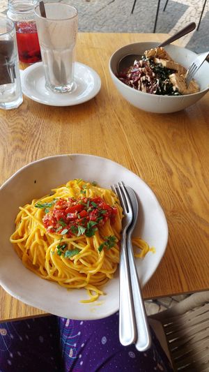 Pumpkin creamy cabonara at Palm Spot Restaurant in Ponta Do Sol